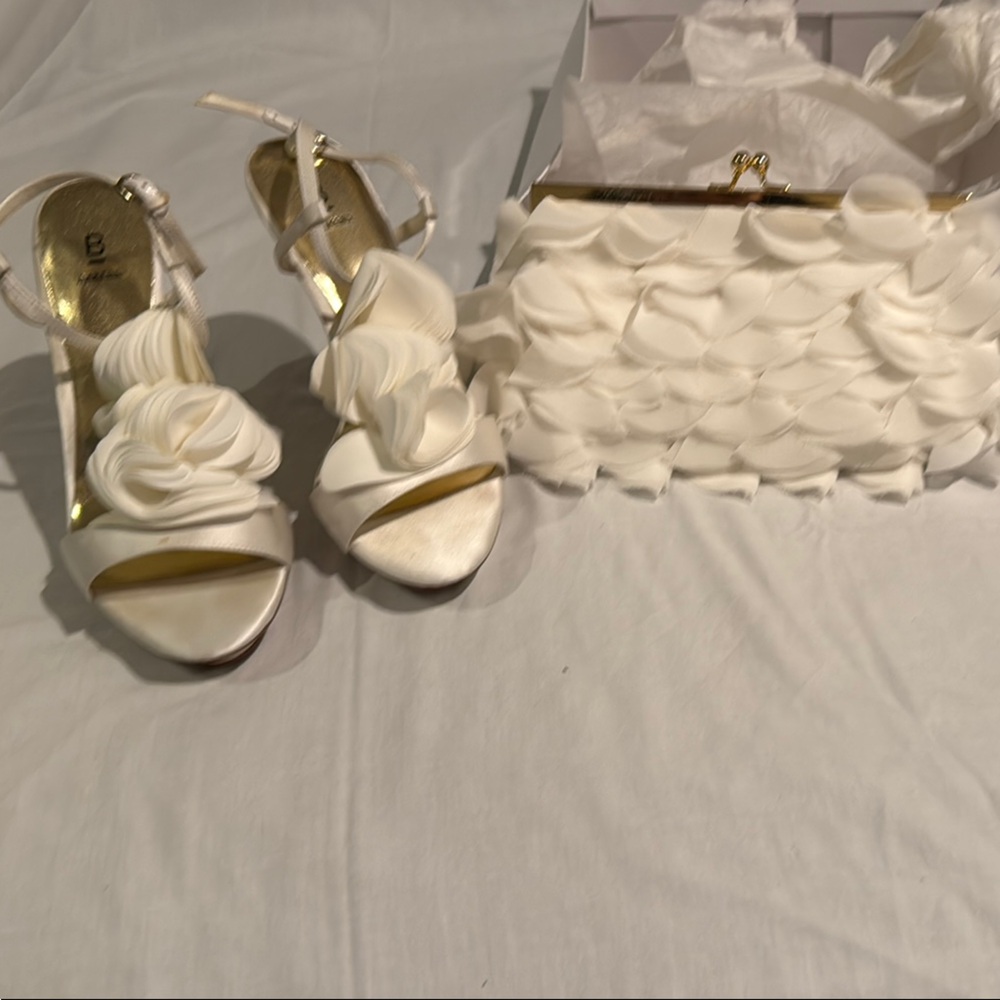 Bakers Ivory Floral Heels with Matching Clutch
